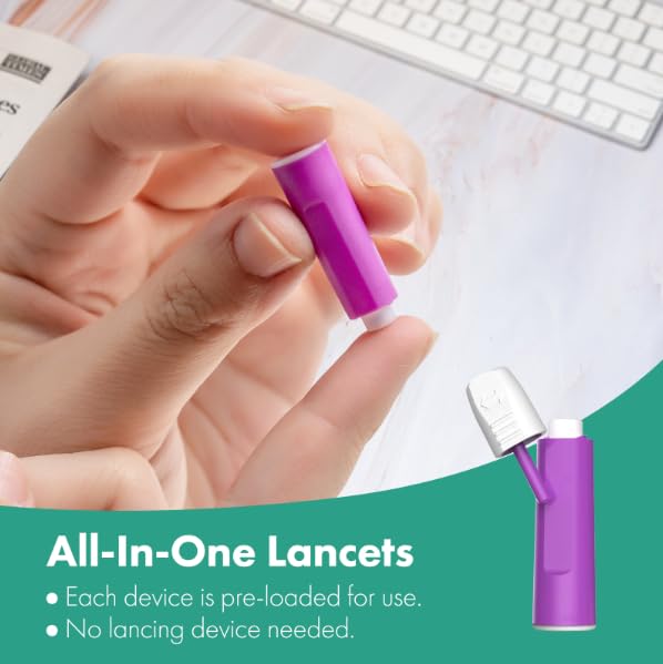 Safety Lancets Single-Use 100 Count Sterile 28 Gauge Needle 1.8 mm Pressure Activated Gentle for Comfortable Testing No Lancing Device Needed
