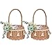 Wnvivi 2Pcs Flower Girl Baskets,Handwoven Flower Arrangement Basket with Handle,Wedding Flower Girl Baskets,Wicker Rattan Flower Baskets for Home Garden Decor-Green