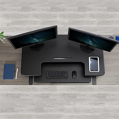 VIVO 42" Electric Standing Desk Converter with Dual-Platform Tray — view 6