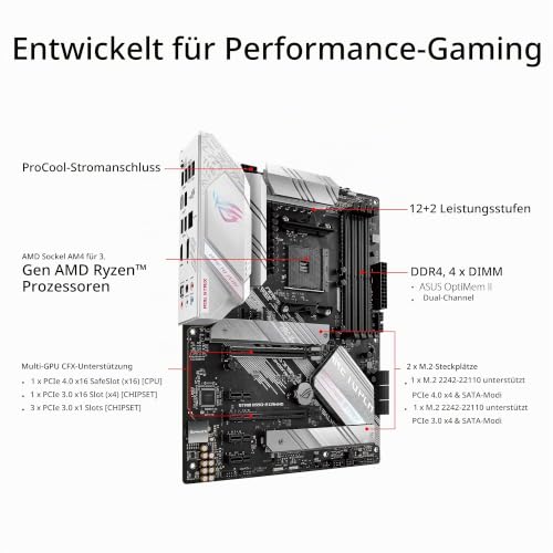 ASUS ROG Strix B550-A Gaming AMD ATX Motherboard mit PCIe 4.0, 2.5Gb LAN, BIOS Flashback, Dual M.2 Kühlkörper, Aura Sync – Ansicht 2