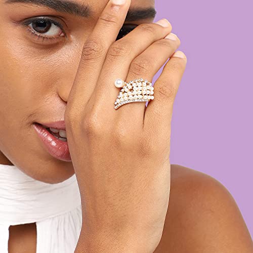 Image of SOHI Cocktail Ring for Women & Girls, Chunky Ring, Finger Ring, adjustable ring, Ladies Ring, Gold Plated Ring, aesthetic jewellery, hand ring for women