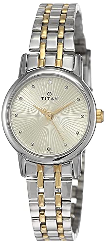 Quartz Analog Champagne Dial Two Toned Silver & Gold Stainless Steel Strap Watch for Women - NT2593BM01