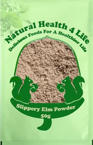 Natural Health 4 Life 100% Pure Inner Bark Slippery Elm Powder - Support Gut Health Vegan - 50g Slippery Elm Powder Bag