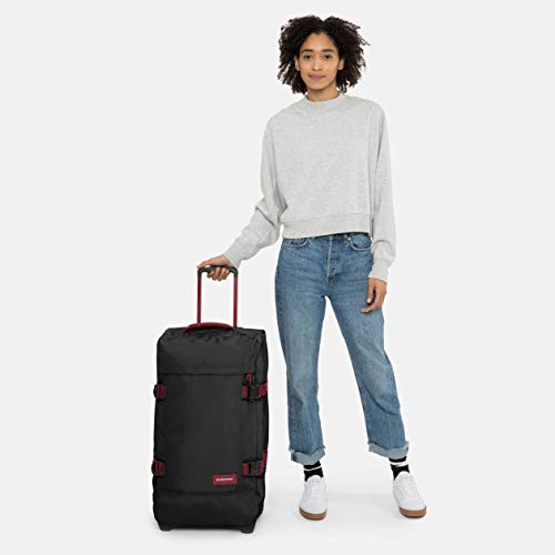 Image of Eastpak Tranverz M Suitcase, 67 cm, 78 L, Black (Blakout Strip Red), Blakoutstripred, 67 centimeters, TRANVERZ M