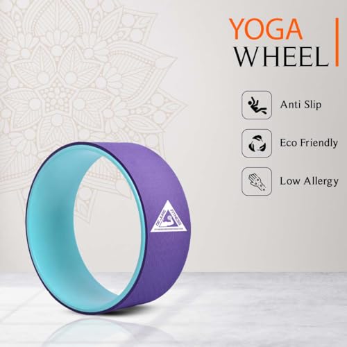 Image of De Jure Fitness Yoga Wheel | Ideal for Stretching, Backbends, Exercise, Deep Tissue Massage & Back Pain Relief | Dharma Yoga Prop Wheel with Ultimate Comfort -Purple