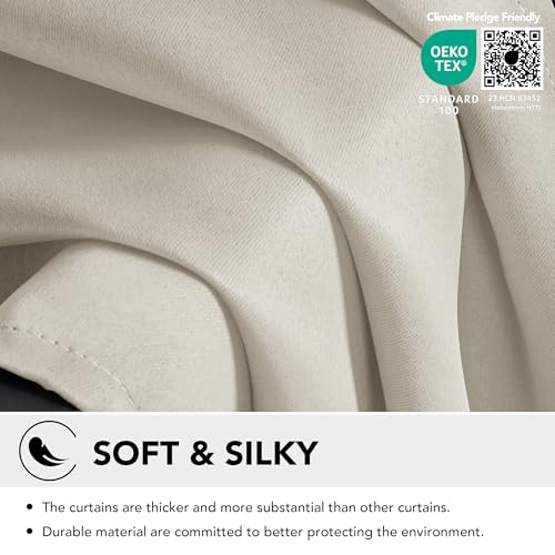 Image of Deconovo Blackout Curtains Super Soft Bedroom Curtains Thermal Insulated Energy Saving Curtains Kids Light Beige 46x63 Inch 2 Panels