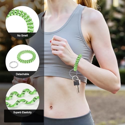 Image of Spiral Coil Keychain, Anti-lost Key Chain Holder Lanyard Cord for Sauna Outdoor Sports and Gym Pool