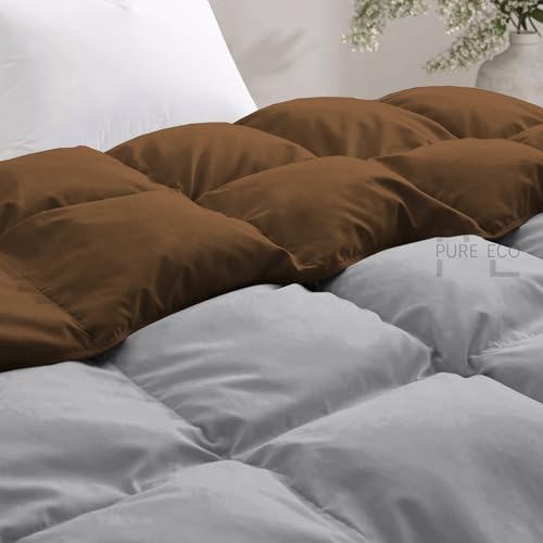 Image of 600 Gsm Heavy Winter Blanket For Double Bed Size (90 inchX100 inch) - 600 GSM Heavy Winter Comforter /Rajai /Duvet /Blanket Microfiber Super Soft Fluffy For Winter Double Bed - Chocolate Brown /Silver Grey Color