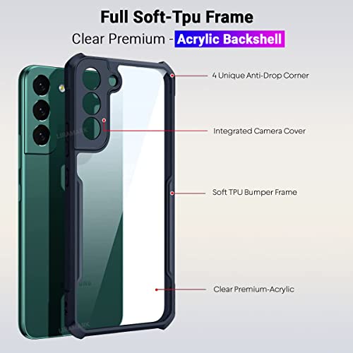 Image of LIRAMARK Transparent Clear Shock Proof Back Cover Case Designed for Samsung Galaxy S22 Plus(Black)