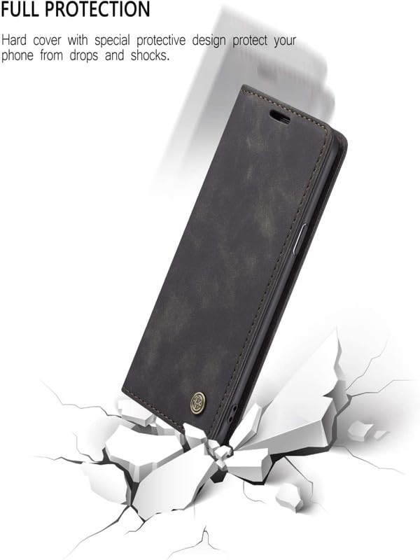 Image of Perkie Velvet Soft Faux Leather Wallet Flip Case Kick Stand Magnetic Closure Flip Cover for iPhone 15 (Black)
