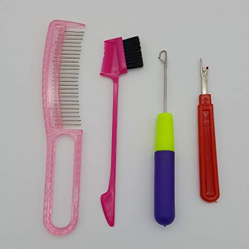 Hair Wig Comb Detangler, Large Crochet Hook Needle, Crochet Braid Remover & 3-in-1 Edge Brush - (4 Items) Hair Wig Comb Detangler, Large Crochet Hook Needle, Crochet Braid Remover & 3-in-1 Edge Brush - (4 Items)