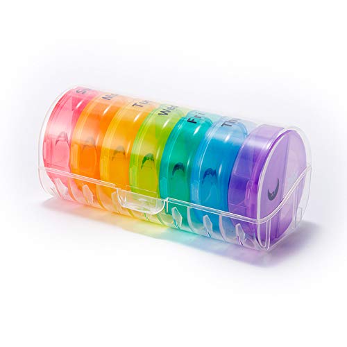 WOWHOUSEREOOHOUSE Pill Box Weekly Daily Pill Organizer AM PM 7 Day with Moisture-proof Design (Multicolor)