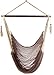 Krazy Outdoors Mayan Hammock Chair - Large Cotton Rope Hanging Chair Swing with Wood Bar - Comfortable, Lightweight - for Indoor & Outdoor Porch, Yard, Patio and Bedroom (Mocha Brown)