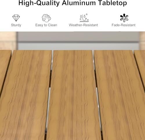 Image of PURPLE LEAF 5 Pieces Outdoor Dining Set with Patio Aluminium Dining Table and Wicker Chairs Modern Furniture Cushions Sets for Backyard Indoor Decor Kitchen Teak