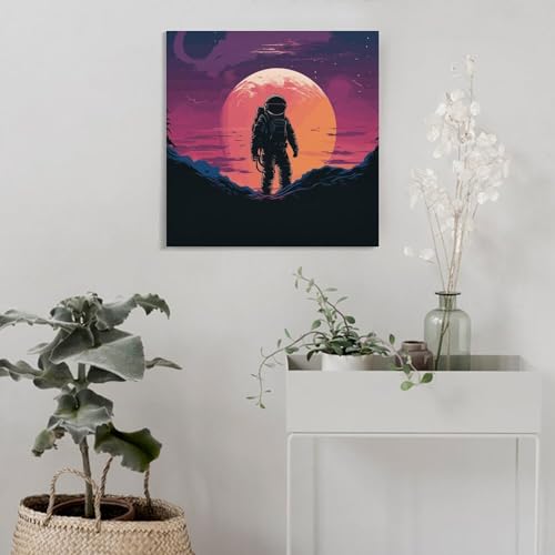 Toile abstraite astronaute grand format pour s'évader