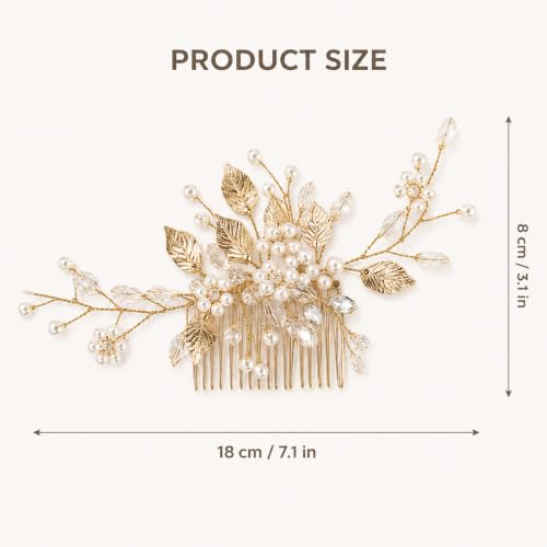 Gnovldg Accessoires Cheveux Mariage, Doré Pince Cheveux Mariage Strass – vue 2