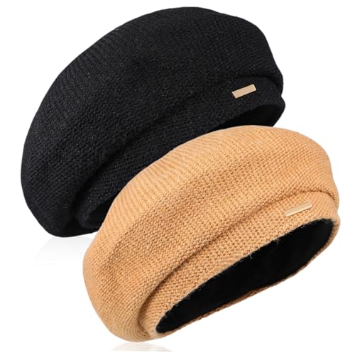 Chapeaux pour femmes Homoyoyo style français | Bonnet hiver lot de 2 extérieur