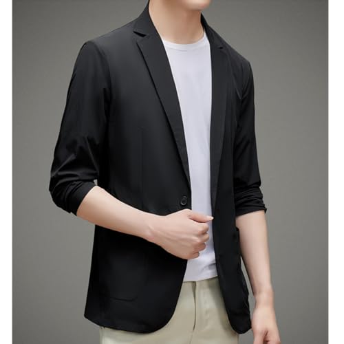 OFFSUM Men's Blazer Coat - Fashion Korean Style Men Suit Jackets Casual Thin Breathable 3/4 Sleeve Spring Top Busines2