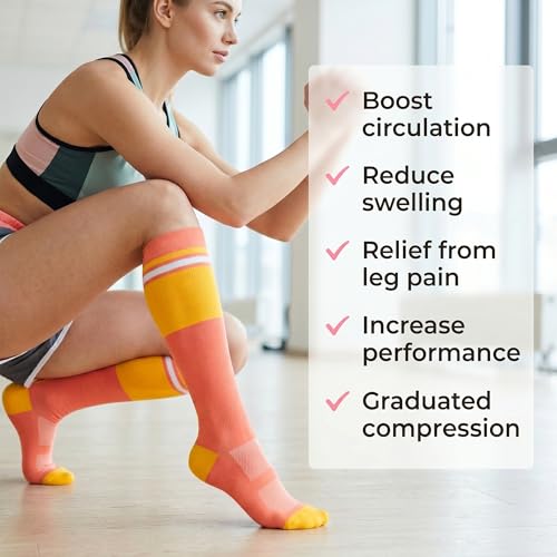 Image of fenglaoda Compression Socks for Women Men 3 Pairs Graduated Compression Support Circulation Socks for Nurses