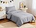 ZPECC Toddler Bedding Set - 4 Piece Hypoallergenic Baby Crib Bedding Set for Boys and Girls, Includes Toddler Comforter, Flat Sheet, Fitted Sheet and Pillowcase, Grey Stripe