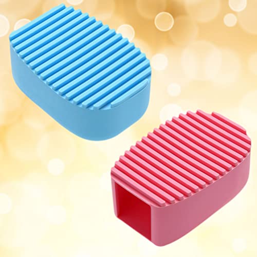 HEMOTON 2Er Set Mini Silikon Waschbürste Handbürste in Bonbonfarben Für Kleidung Schuhe Bad Kleine Reinigungsbürste Mit Ergonomischem Griff Für Handwäsche