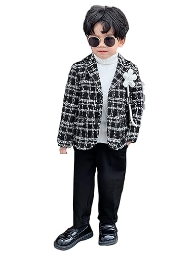 Costume de cérémonie garçon style smoking chic en tweed haut de gamme avec sa veste raffinée