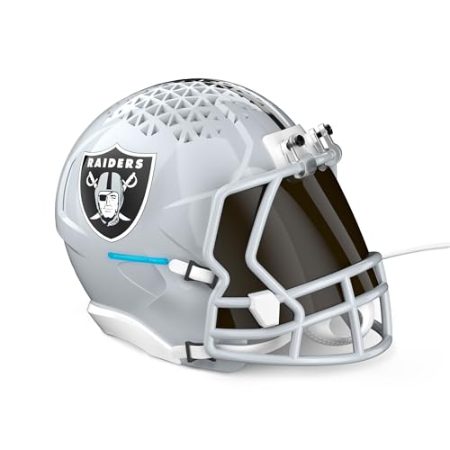 Image of NFL Echo Dot Bundle: Includes Echo Dot | Glacier White and Limited-Edition NFL Helmet Stand | Las Vegas Raiders