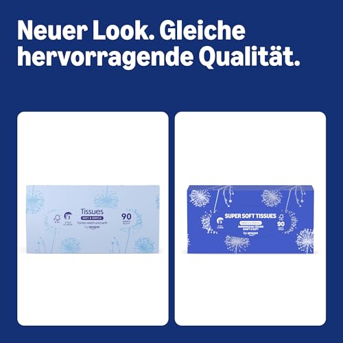 by Amazon 3-lagige Kosmetiktücher, 1080 Stück, 12 Packungen mit 90 (Früher Presto!)