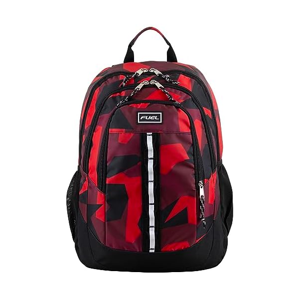 FUEL Travel Laptop Carry On Backpack Sport Shock Multi Large Compartments for College Bookbag, Hiking, Work, 18.5 x 13 x 7 Inches, Red Camouflage