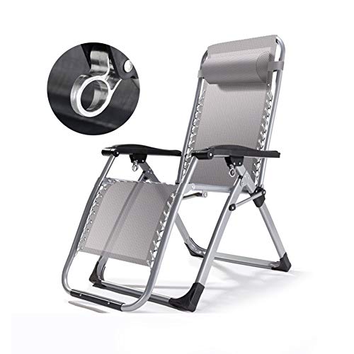 Zpee Folding Lightweight Lounge Chair,Adjustable Patio Recliner With Pillow,Zero Gravity Reclining Chairs Lounge Recliner,Lawn Chair Beach Chair Grey Metal Lock #TOP13