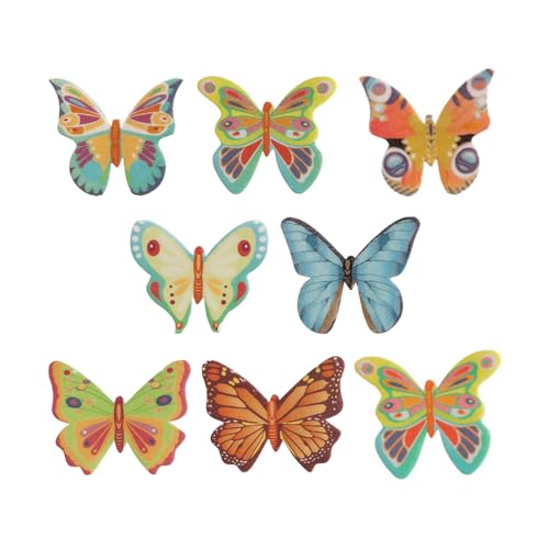 dekora - 8 Mariposas Decorativas 3D Comestible para Tartas - Decoración de Tartas de Cumpleaños Caseras Fácil - Mariposas de Oblea Surtidas