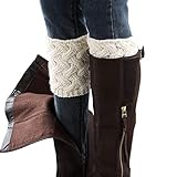 Women Boot Cuffs - Winter Knitted Boots Socks Crochet Short Leg Warmers(8# white)