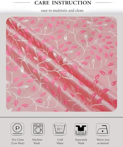 Image of FRESH FROM LOOM Window Floral Blackout Curtains 5 Feet Long,High Tenacity Yarn Polyester Rod Pocket Weaved Premium Screens for Home Office,Prada for Living Room Bedroom,Hypoallergenic(Set of 3,Pink)