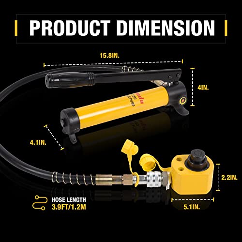 Image of 10T Multi-Section Stoke Hydraulic Cylinder Jack Kit RMC-101L 0.98 inch Stroke + CP-180 400cc Manual Hydraulic Hand Pump Hydraulic Porta Power Kit
