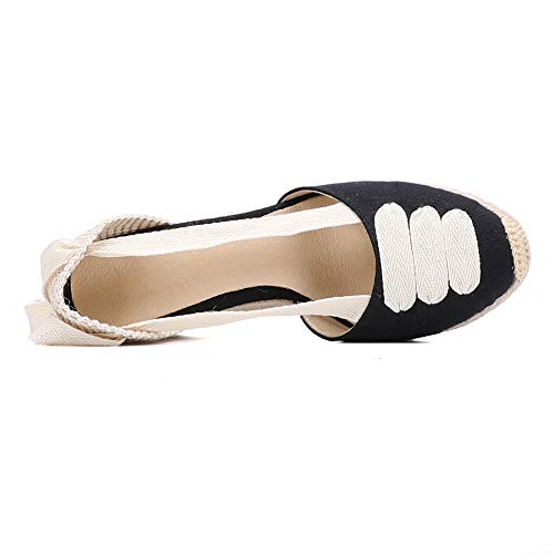 Image of Women's Espadrille Wedge Sandals Closed Toe Lace-Up Shoes