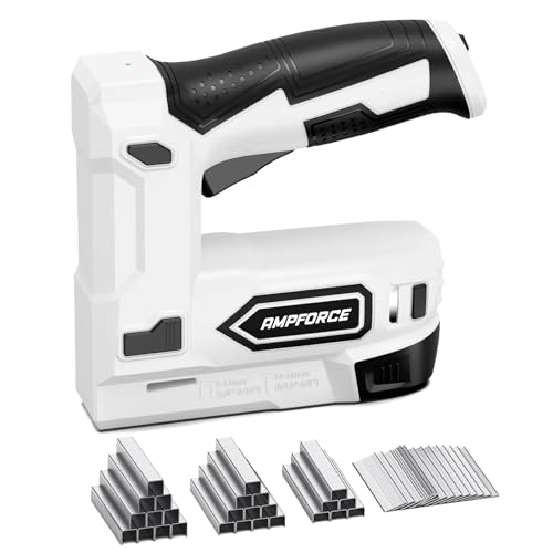 AMPFORCE Electric Staple Gun, 2 in 1 Lithium-ion Electric Stapler, 4V Cordless Brad Nailer Kit with Staples Nails, USB Charger, Power Tacker for Upholstery, Material Repair, Carpentry, DIY