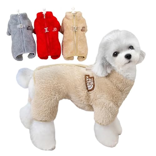 Pengchang Winter-Hunde-Overall-Mantel mit Reißverschluss, warme Haustierjacke, Overalls for kleine Hunde, Katzen, Kleidung, Onesies(Brown,M)