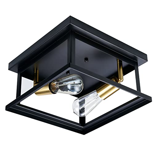 Hamilyeah Industrial Close To Ceiling Light Fixture Black And Gold, Farmhouse Flush Mount Ceiling Light Outdoor, Kitchen Light Fixtures Ceiling, Ceiling Lights For Bedroom, Living Room, Porch Patio #TOP5
