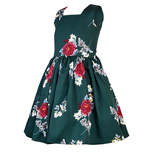 Image of Girls Skater Printed Poly Crepe Dress | Round Neck Sleeveless Mini /Midi Knee Length Casual Dress