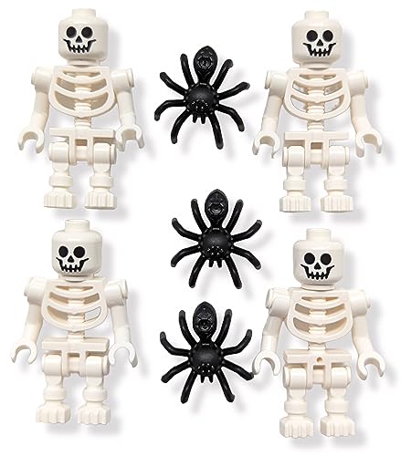 LEGO Accesorios - Minifiguras de esqueleto espeluznantes de Halloween (paquete de 4) con arañas adicionales