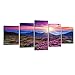 Wieco Art - Large Size Mountains in Sunrise 5 Panels Modern Giclee Canvas Prints Artwork Landscape Pictures to Photo Paintings on Canvas Wall Art Décor for Living Room Bedroom