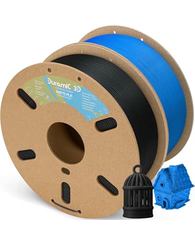 DURAMIC 3D Matte PLA Filament 1.75mm Black Blue 2 Pack, 1kg Cardboard...