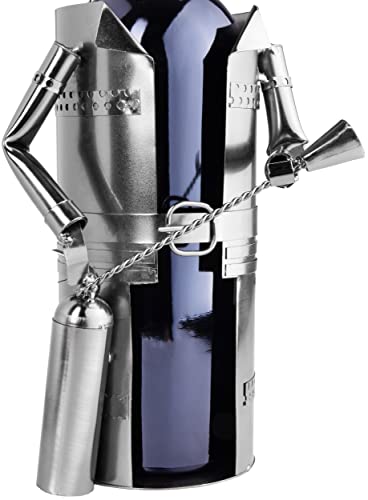 Brubaker Wine Bottle Holder Firefighter - Metal Sculpture - Wine Rack Decor - Tabletop - With Greeting Card #TOP4