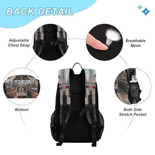 New York City Subway Backpack with Lunch Bag for Kids Boys Girls Travel School Backpack Set3