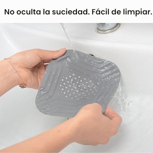 Miniatura 3 de 2 Coladores De Drenaje De Silicona Para Bañera, Multiusos, Tapón De Cocina Y Tapete Resistente Al Calor Diseño Texturizado, Gris