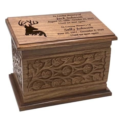 NWA Wooden Large Human and Pet Funeral Cremation Urn with Personlaization (Deer) Cover