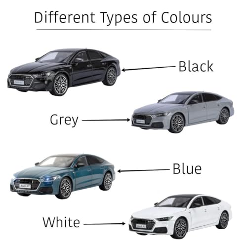 Image of Audi A7 1:24 Model Car with Box, Zinc Alloy Pull Back Toy car with Sound and Light for Kids Boy Girl Gift [Colors as Per Stock]