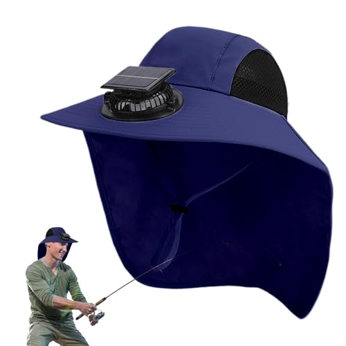 Chapeau de pêche avec ventilateur solaire et bords larges anti-UV