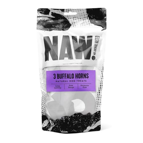 NAW | Buffalo Horns | 3 Pack | Premium Natural Dog Treats | Helps Support Healthy Dental Hygiene | 100% Buffalo | A Leaner Source Of Protein | Dog Chew