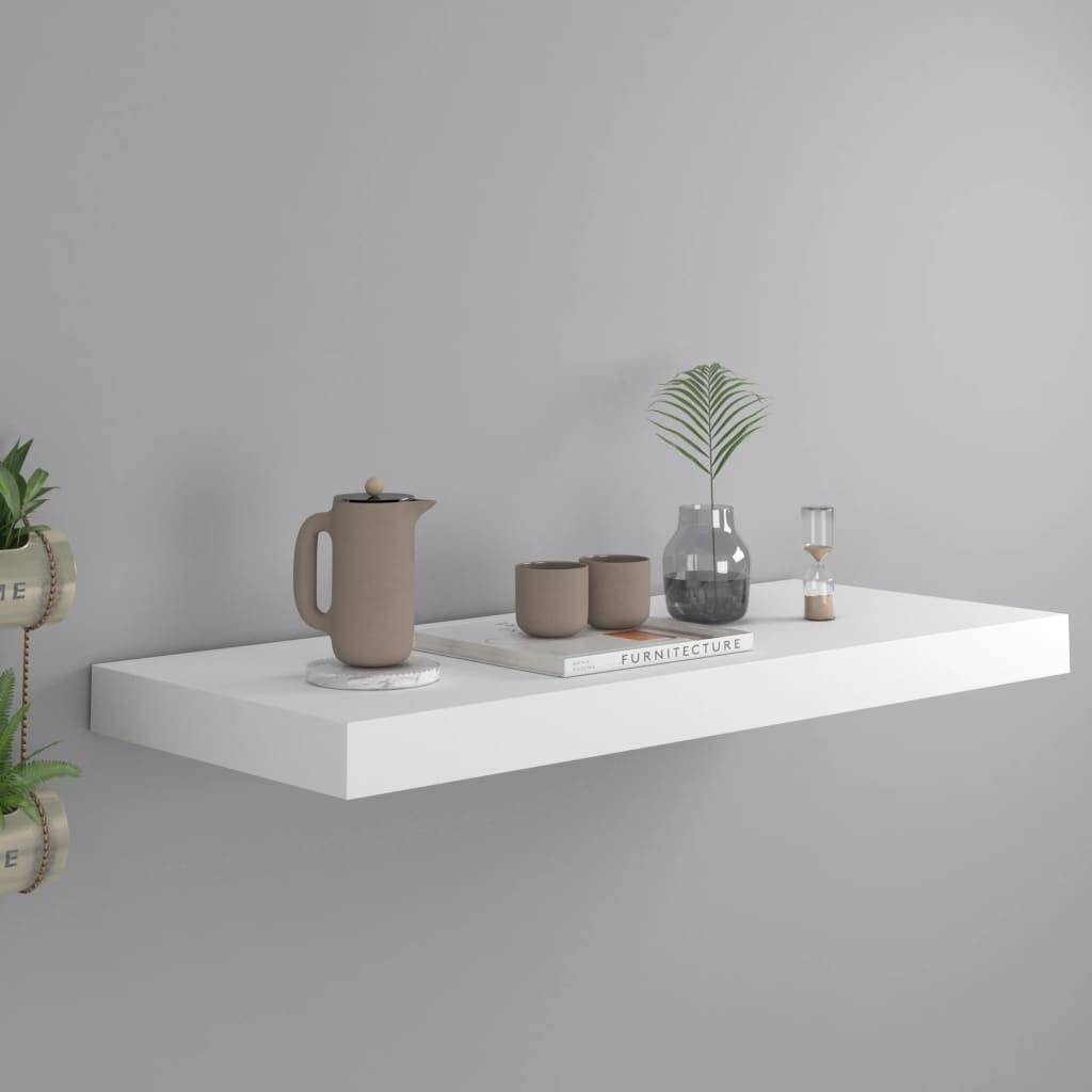 YUANCHUTOP Floating Shelves, White Wall Mounted Shelf with Invisible Brackets Book Plant Display Rack Storage for Bathroom Living Room Bedroom Entryway Hallway, 60cm